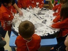 Toddlers explore textures